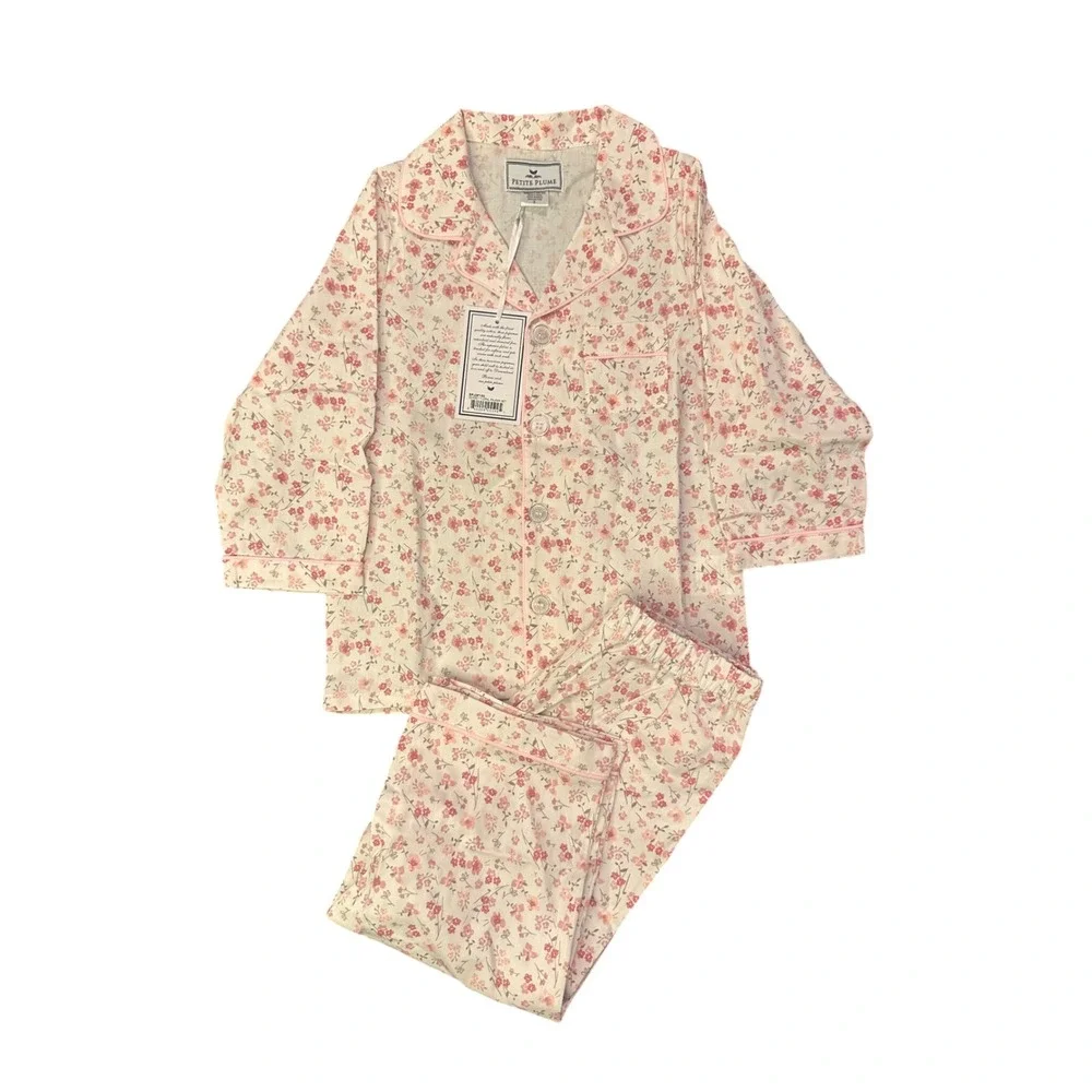 Petite Plume Dorset Floral Pajama Set Girls Size 3 Pink Cream SPJDF103 NEW